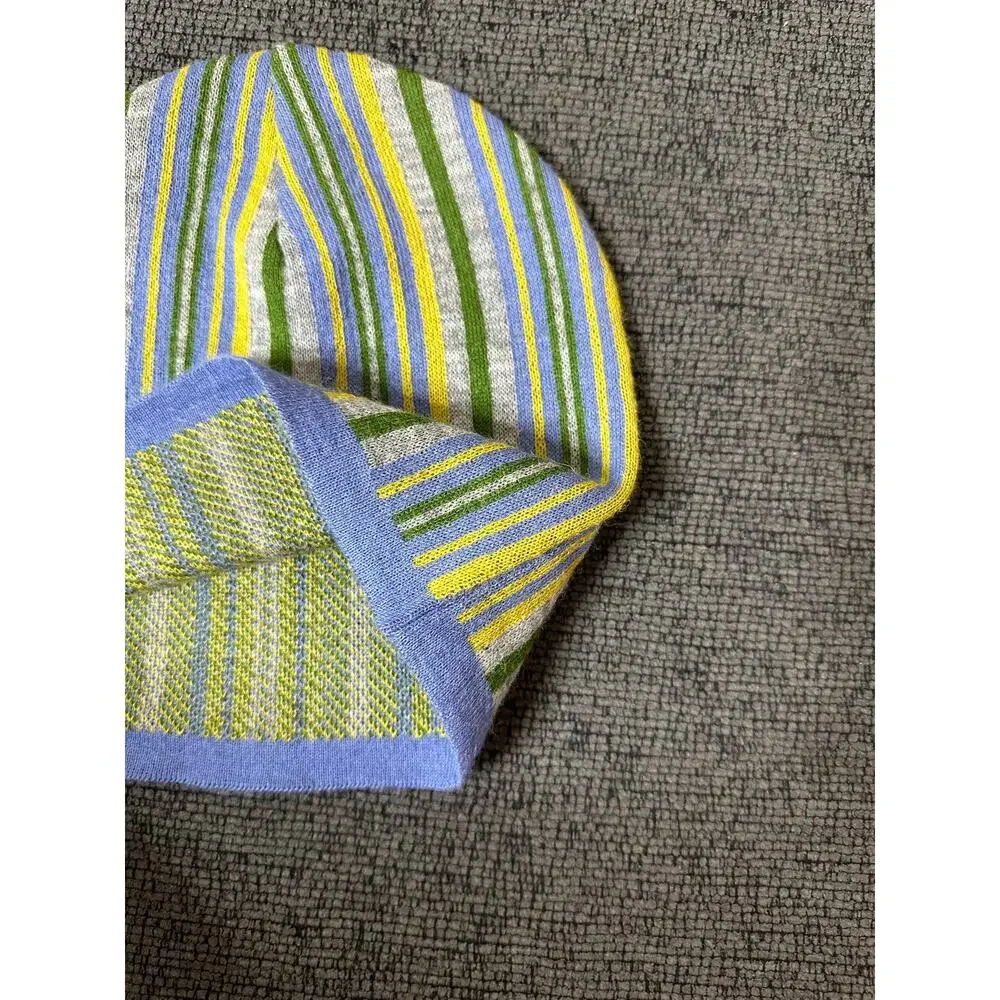 Sol Alpaca 100% Baby Alpaca Striped Knit Beanie One Size Multicolor